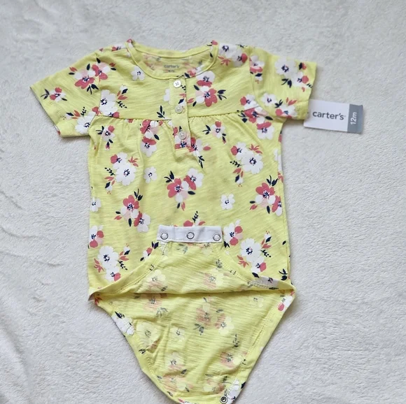 Carter's Baby Girls' Floral Bodysuit, Yellow, Multicolor - Picture 2 of 6